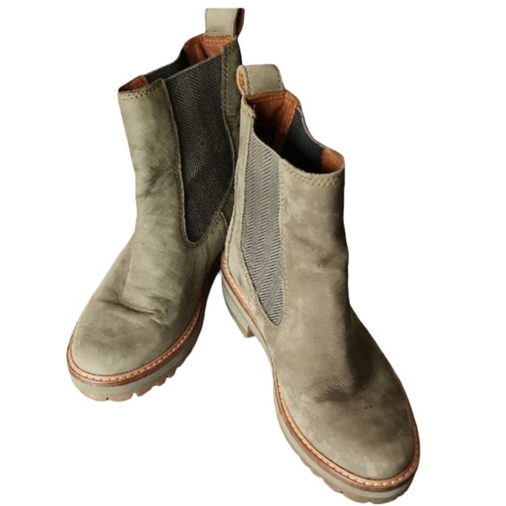 TIMBERLAND Courmayeur Valley Chelsea Boots Olive Nubuck Leather Women's Size 6.5
